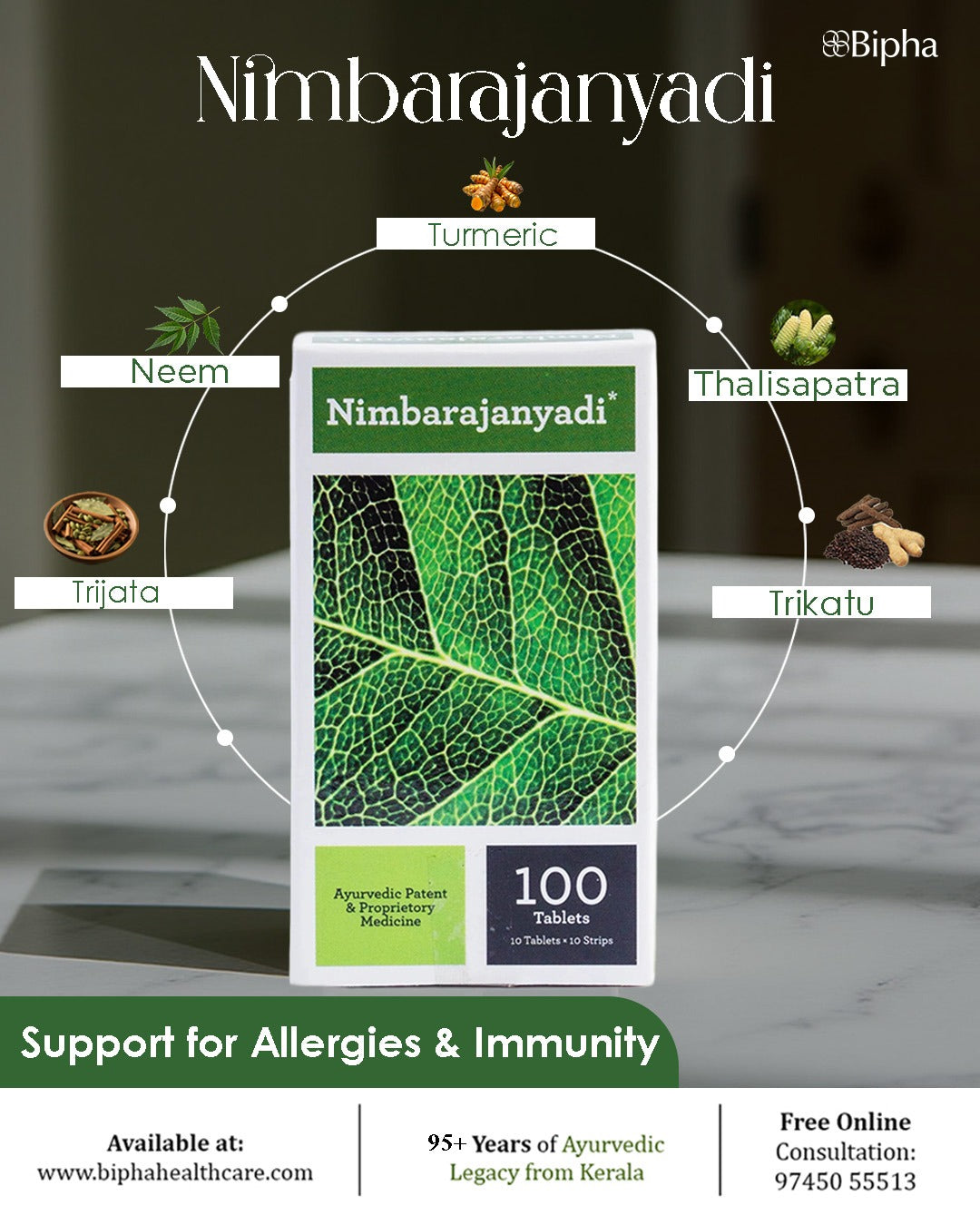 Nimbarajanyadi - Support for Allergies & Immunity 100 Tablets